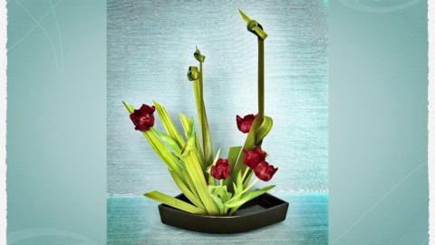 An Ikebana floral arrangement. 