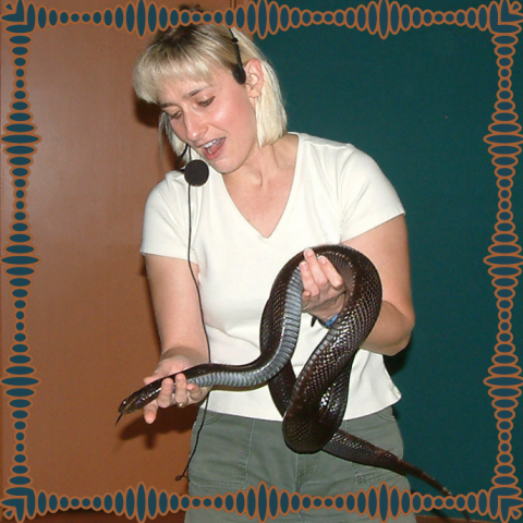 Joy Marzolf holding a snake
