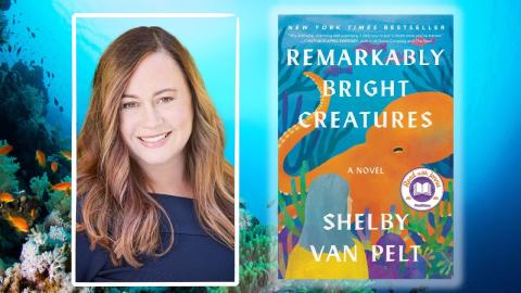 Photo of author Shelby Van Pelt wit her book cover.