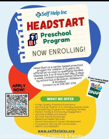 Flyer for Headstart Preschool Openings in Middleborough