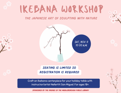 Ikebana workshop pink flower with event details