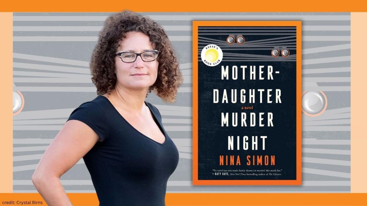 Author Nina Simon with the cover of her book, "Mother-Daughter Murder Night."