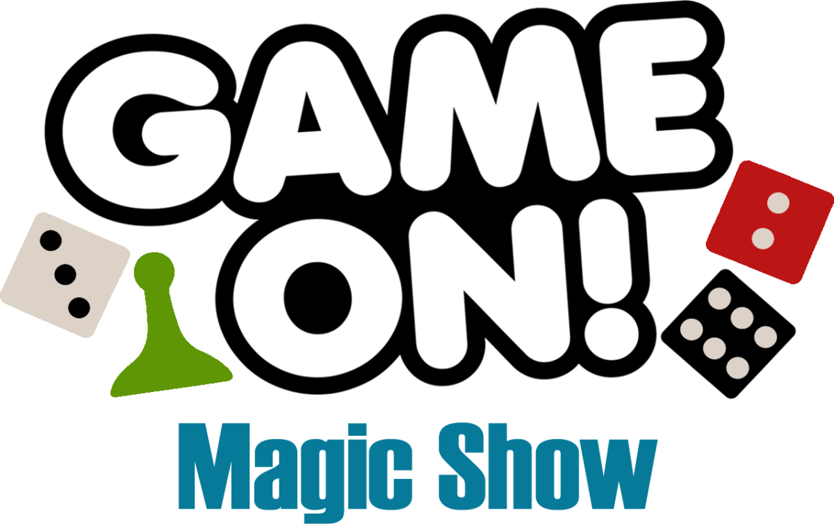 Game On! Magic Show with colored dice on each side.