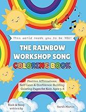 Rainbows and Suns surround the cover of The Rainbow Workshop Song Coloring Book.